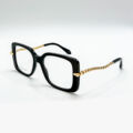 Monture optique Bulgari noire avec détails dorés à Bruxelles