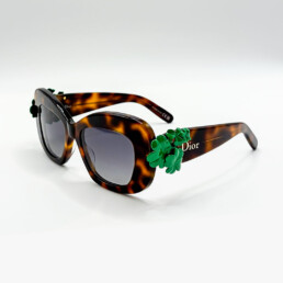 Lunettes de soleil Dior écaille avec détails floraux verts