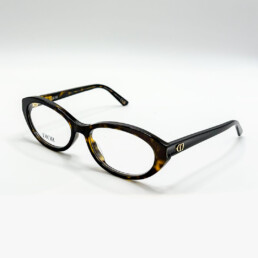 Monture optique Dior écaille avec branches noires et logo CD