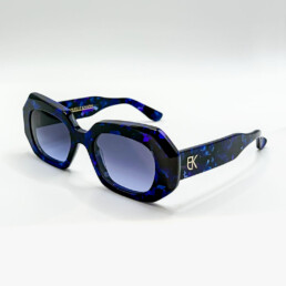 Lunettes de soleil Emmanuelle Khanh bleues et violettes oversize à Bruxelles