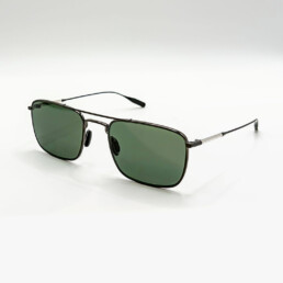 Lunettes de soleil Masunaga en métal foncé avec verres verts
