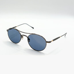 Lunettes de soleil Masunaga rondes en métal avec verres bleus